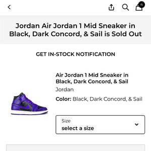 Jordan 1 Mid in Black and Dark Concord
